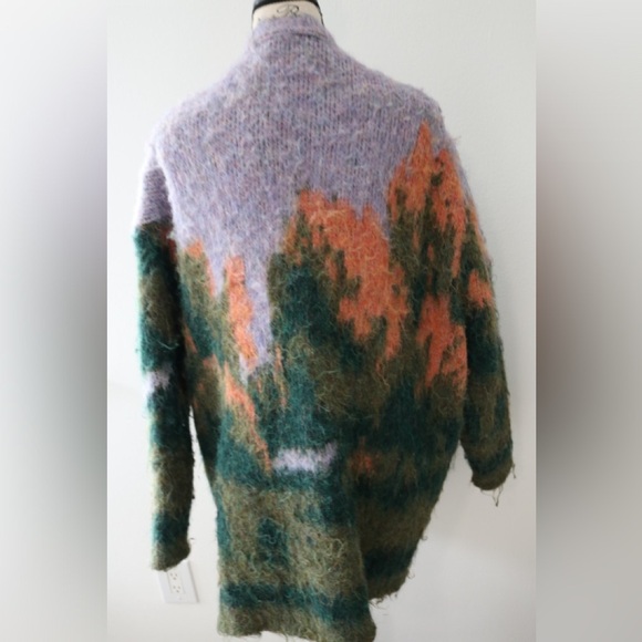 ZARA LANDSCAPE KNIT CARDIGAN COAT MULTICOLOURED OVERSIZED 2893/116 XS-S - Picture 8 of 14